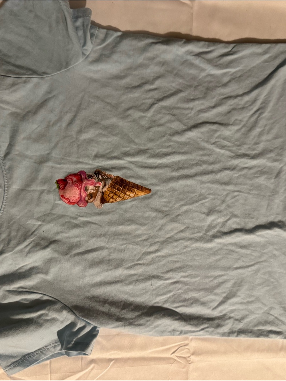Light Blue Tee with Ice Cream Cone Patch